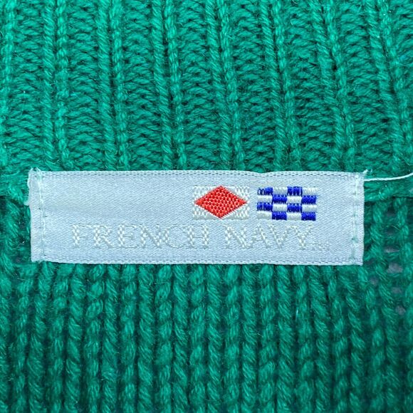 FRENCH NAVY Sweater Mens L Ramie Cotton Cable Jumper Pullover Green HK VTG - Picture 8 of 15
